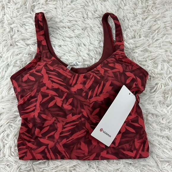 NWT Lululemon Align Cropped Tank Top Spray Leaf Fireside Red Multi - Picture 1 of 3